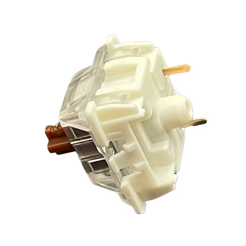 Angled side view of Gateron KS-9 Brown switch with brown stem
